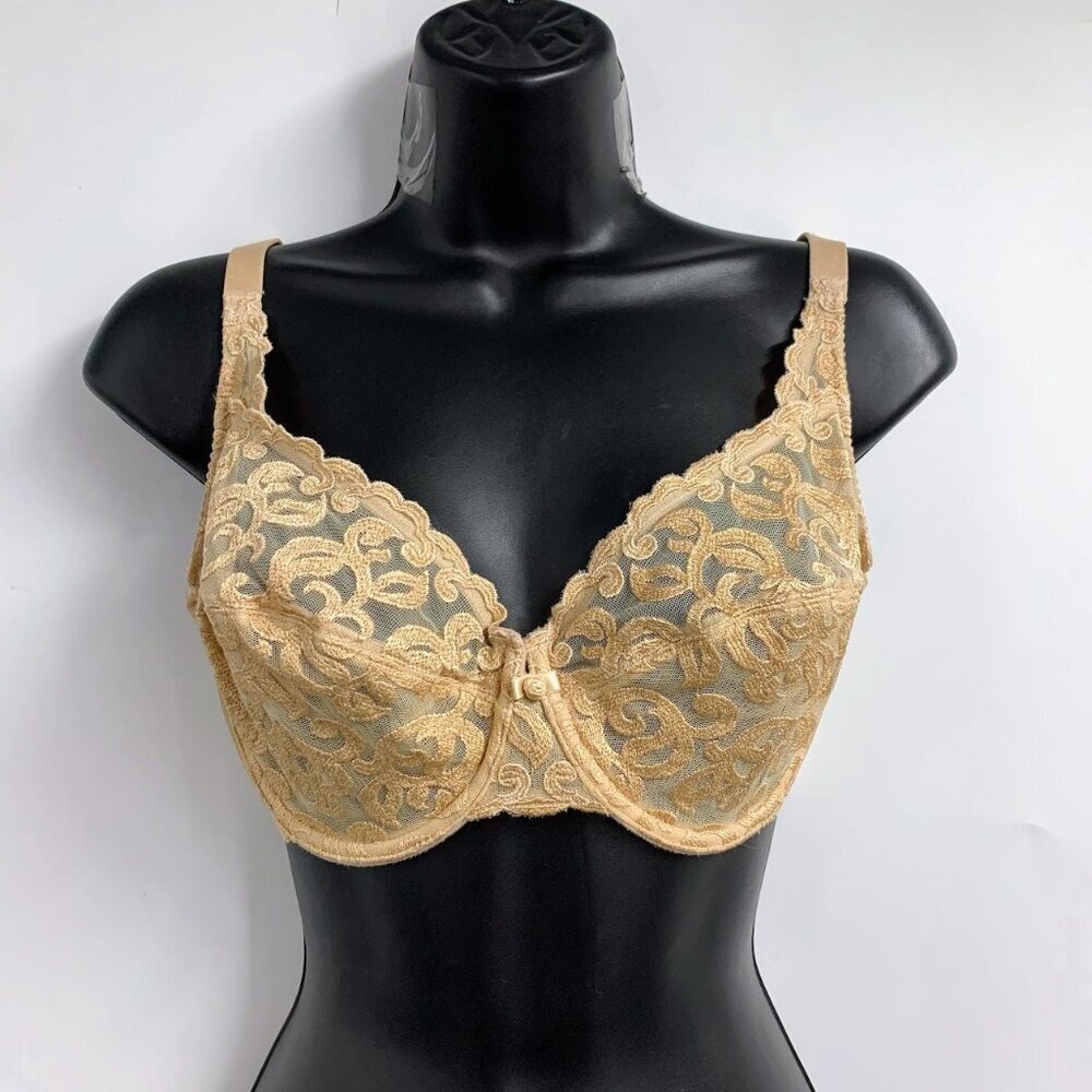 Wacoal Women's Crossbody Adjustable Strap Lace Scroll Floral Bra Size 34DD